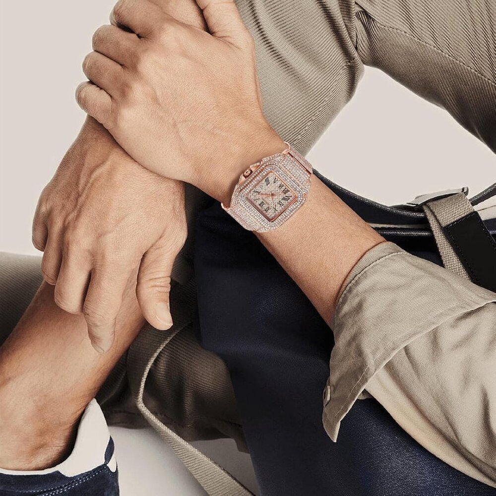 ✨ Gosasa Analog Quartz Men Gold Fashion Crystal Stainless Bracelet Wristwatch - Picture 3 of 9